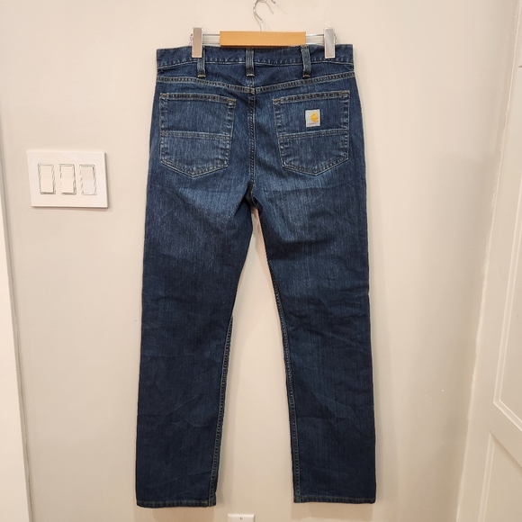 Carhartt Relaxed Fit Bootcut Rugged Flex Stretch Jeans - Mens Size 32x32 Blue - Picture 2 of 13